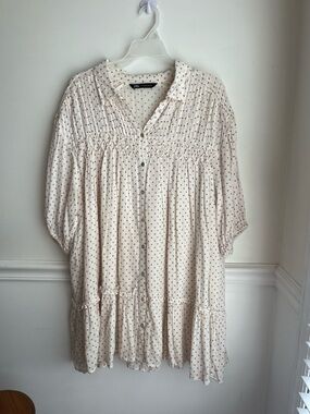 Zara Cream Tunic/Dress with Pink Polka Dots